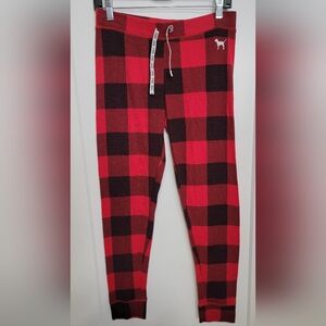 PINK Victoria's Secret Red and Black Buffalo Print Joggers